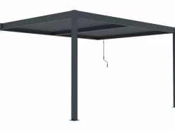 HABITAT ET JARDIN - Pergola adossée en aluminium "windsor" - gris anthracite - 3 x 4 m