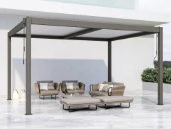 HABITAT ET JARDIN - Pergola bioclimatique "windsor" - 3 x 4 m - taupe