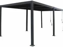 HABITAT ET JARDIN - Pergola bioclimatique "windsor" en aluminium - 3 x 6 m - gris