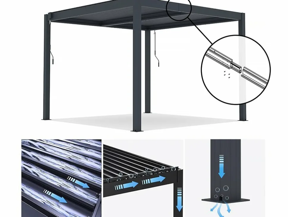 HABITAT ET JARDIN - Pergola bioclimatique en aluminium "windsor" - 3 x 3 m - anthracite