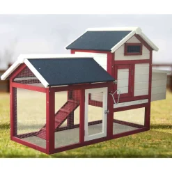 HABRITA - Poulailler standard bi-corps pour 3 poules avec pondoir - 152x62x92 cm