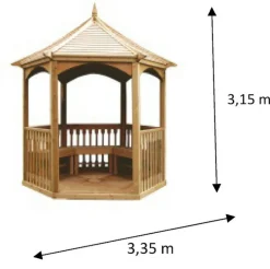 Habrita pavillon hexagonal 4.74m² bois naturel - kia28.01