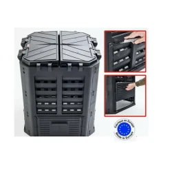 HECHT - H 3060 composteur pour jardin 360l déchets de pelouse boite de compostage 69 x 69 x 84 cm