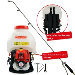 HECHT - H 433 pulvérisateur à dos essence spray engrais 4temps 15l avec tuyau 159cm 2,5bars
