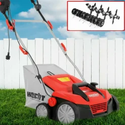 HECHT - H 1683 scarificateur aérateur électrique 2en1 1600w 8 couteaux doubles 24griffres avec profondeur réglable