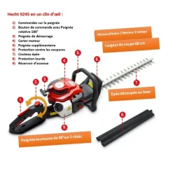 HECHT - H 9245 taille haies à essence professionnel moteur 2 temps système anti-vibration