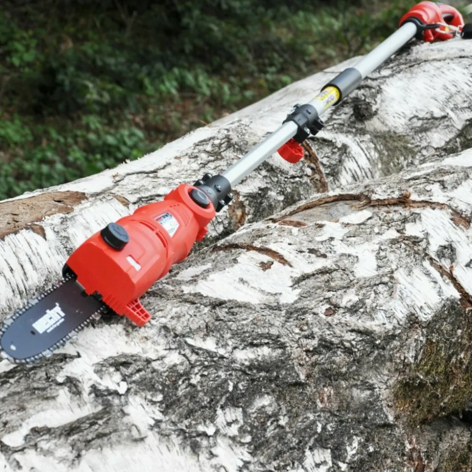 HECHT - H 971 w scie a ébrancher tronçonneuse avec manche télescopique 2,80m et tête de coupe rotative