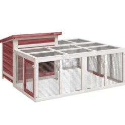 HELLOSHOP26 - Clapier moka 144 x 123 x 67,5 cm bois de pin massif marron