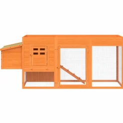 HELLOSHOP26 - Poulailler enclos cage poules 204 x 50 x 84 cm bois massif de pin marron
