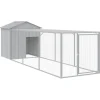 HELLOSHOP26 - Poulailler enclos cage poules avec cour clair 117 x 405 x 123 cm acier galvanisé gris