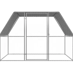 HELLOSHOP26 - Poulailler enclos cage poules argenté et 3 x 2 x 2 m acier galvanisé argent