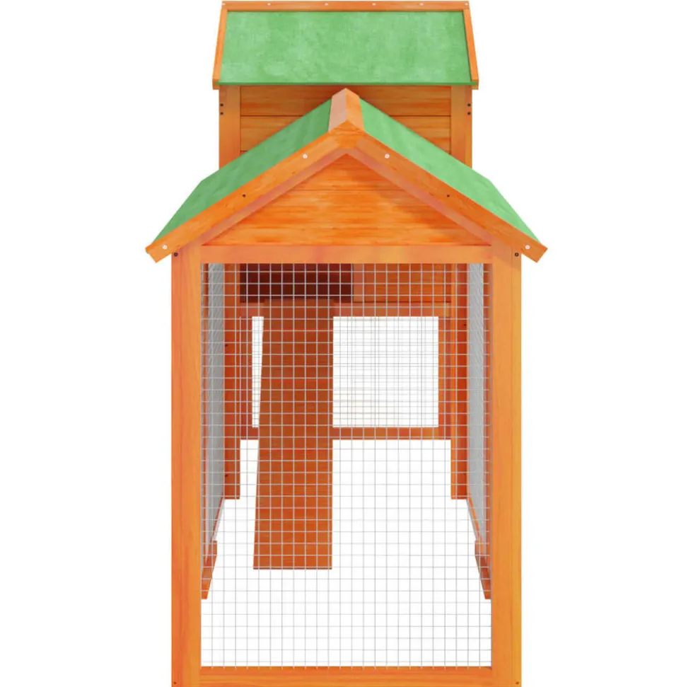 HELLOSHOP26 - Poulailler enclos cage poules 193 x 65 x 117 cm bois massif de pin marron