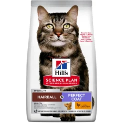 HILL'S - Croquettes Science plan Hairball & Perfect Coat poulet pour chat 3kg