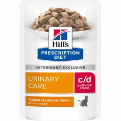 HILL'S - Patee chat adult prescription diets c/d urinary stress poulet (sachet) - hill's 12*85 g