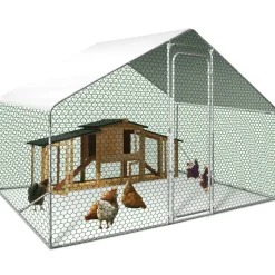 IDMARKET - Enclos poulailler 6 m² parc grillagé 3x2 m acier galvanisé