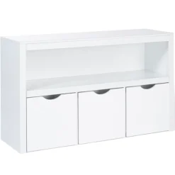 IDMARKET - Meuble de rangement enfant mana en bois blanc 3 tiroirs cubes sur roulettes