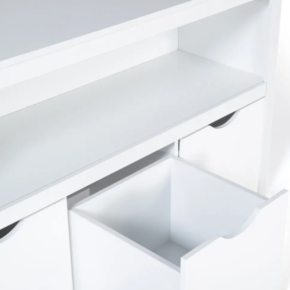 IDMARKET - Meuble de rangement enfant mana en bois blanc 3 tiroirs cubes sur roulettes