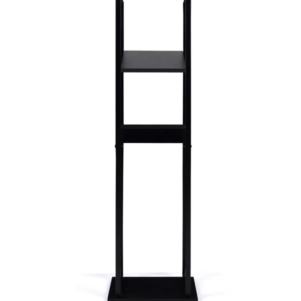 IDMARKET - Range bûches vertical acier noir avec 2 étagères h.112 cm pour cheminée