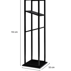 IDMARKET - Range bûches vertical acier noir avec 2 étagères h.112 cm pour cheminée