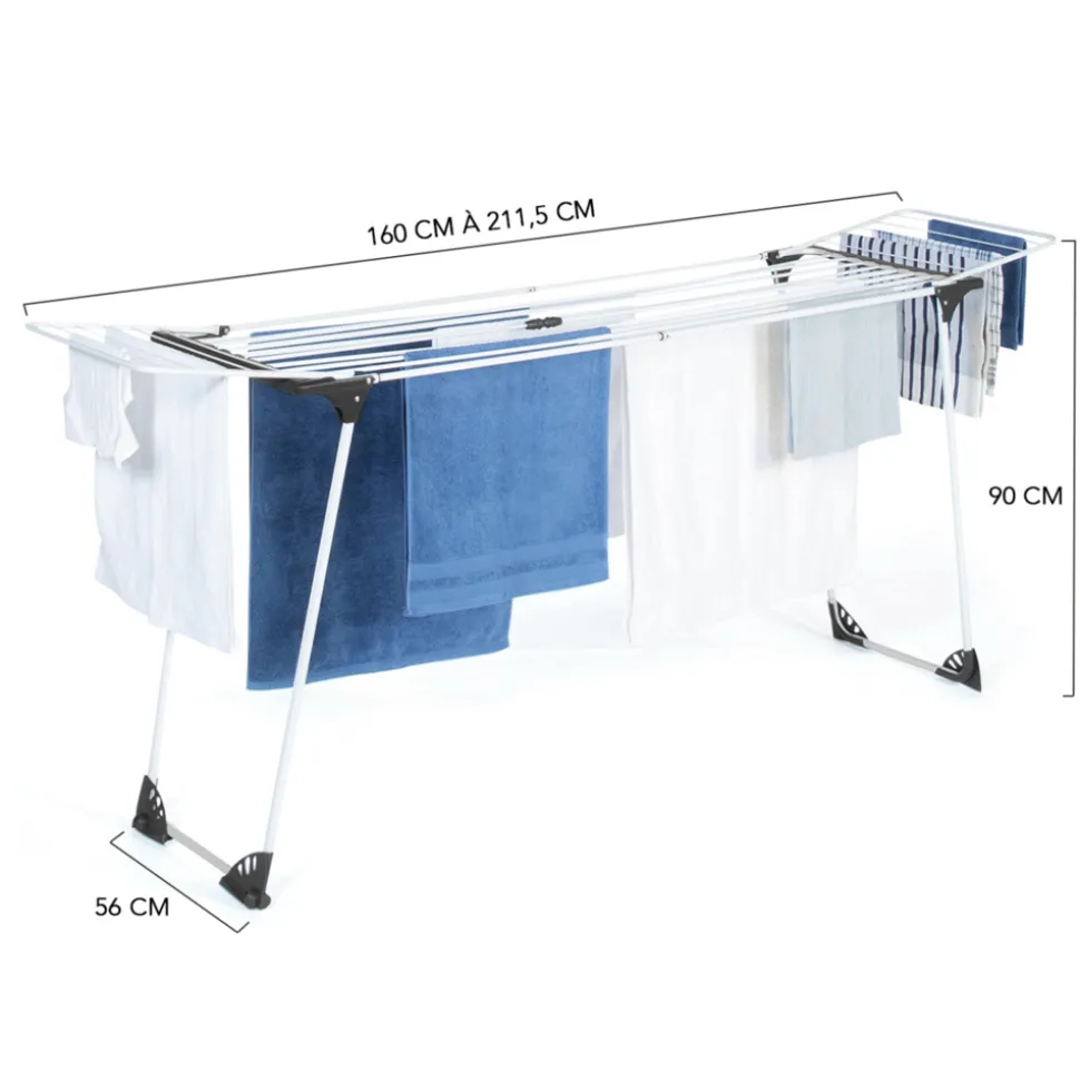 IDMARKET - Séchoir à linge horizontal pliable ultra capacité 22m blanc