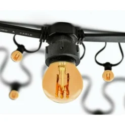 ILLUPRO - Guirlande guinguette dimmable vintage 10m 20 ampoules e27 blanc chaud 1800k 3w verre ambré filament spirale prolongeable