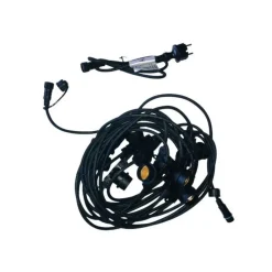 ILLUPRO - Guirlande guinguette extérieur 100m 200 ampoules led blanc chaud e27 1w câble noir extensible