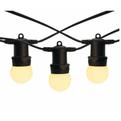 ILLUPRO - Guirlande guinguette 10m et 10 ampoules led e27 blanc chaud câble noir extensible
