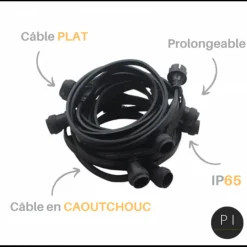 ILLUPRO - Guirlande guinguette extérieur multicolore ip65 10m 20 ampoules e27 professionnelle