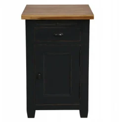 INTERIOR'S - Buffet bas 1 porte 1 tiroir bois noir - brocante interior's