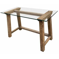 INTERIOR'S - Bureau plateau en verre bois marron - origine interior's