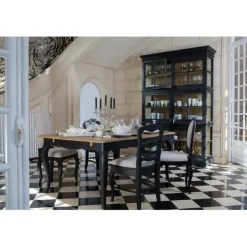 INTERIOR'S - Chaise médaillon bois noir - manoir interior's