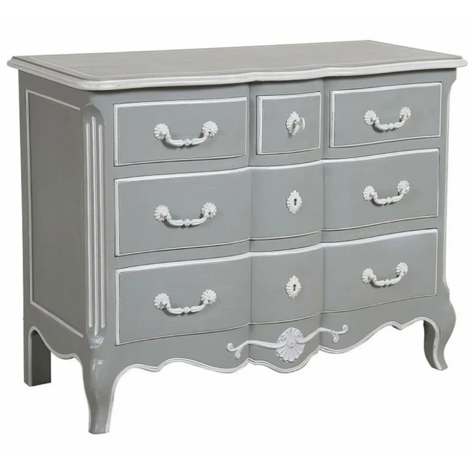 INTERIOR'S - Commode galbée 5 tiroirs mdf gris - gustavien interior's