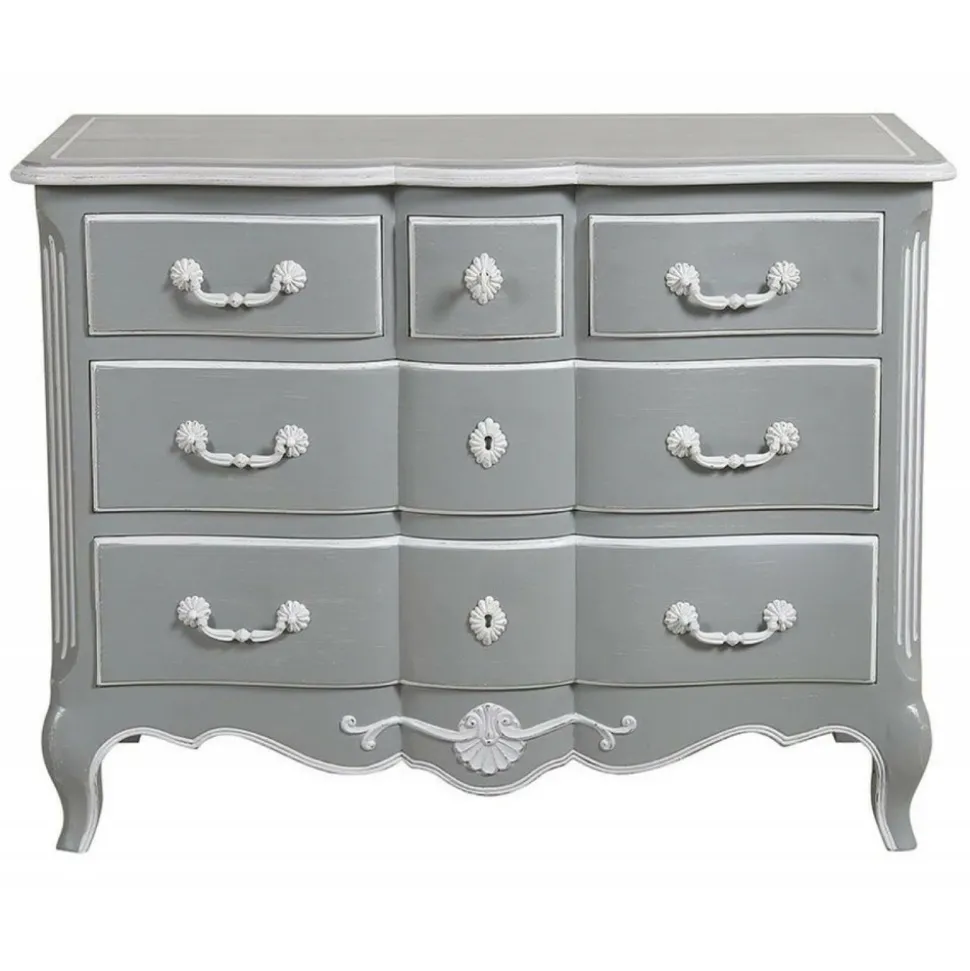 INTERIOR'S - Commode galbée 5 tiroirs mdf gris - gustavien interior's