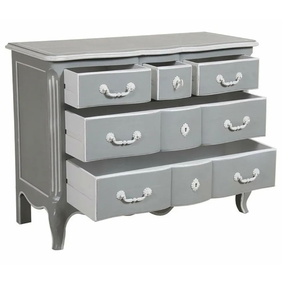 INTERIOR'S - Commode galbée 5 tiroirs mdf gris - gustavien interior's