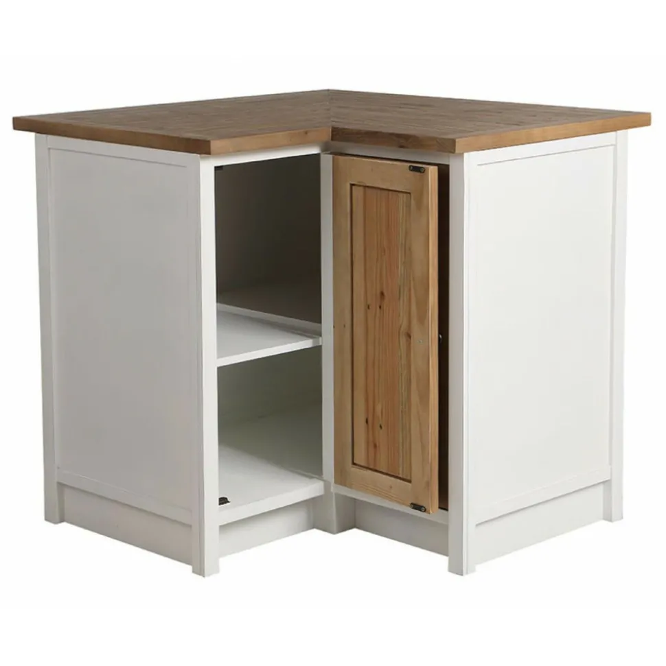 INTERIOR'S - Meuble de cuisine bas d'angle bois blanc - rivages interior's