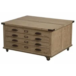 INTERIOR'S - Table basse coffre bois beige - livingstone interior's