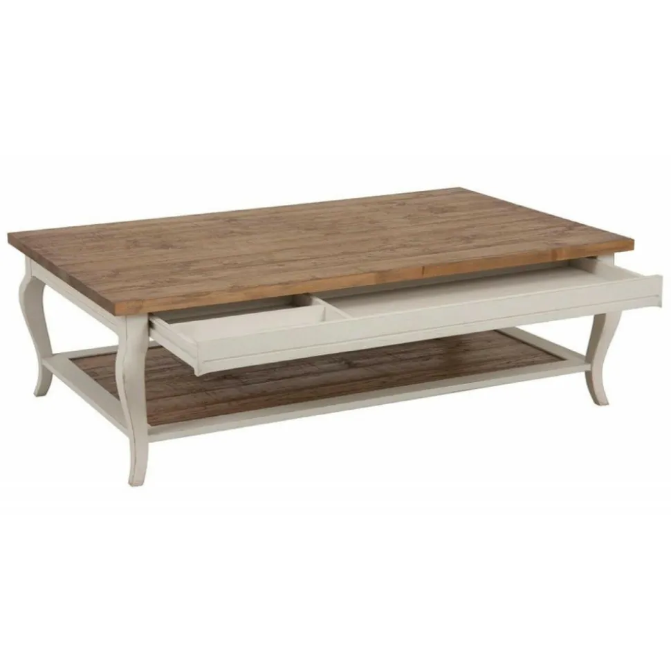 INTERIOR'S - Table basse rectangulaire bois blanc - provence interior's