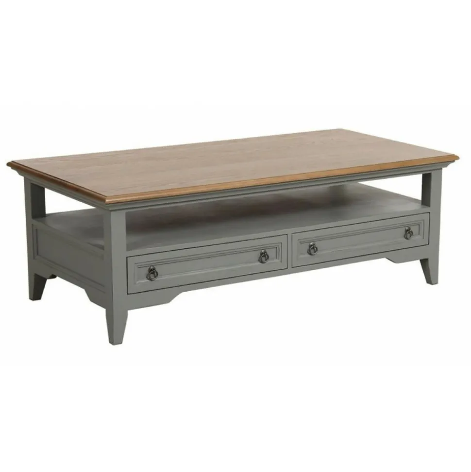 INTERIOR'S - Table basse rectangulaire 2 tiroirs bois gris - esquisse interior's