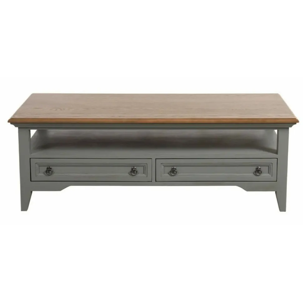 INTERIOR'S - Table basse rectangulaire 2 tiroirs bois gris - esquisse interior's