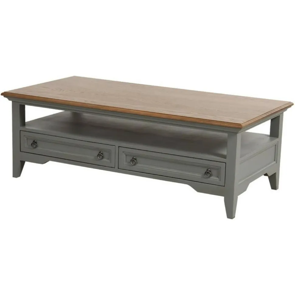 INTERIOR'S - Table basse rectangulaire 2 tiroirs bois gris - esquisse interior's