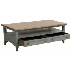 INTERIOR'S - Table basse rectangulaire 2 tiroirs bois gris - esquisse interior's