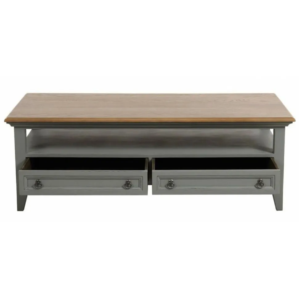 INTERIOR'S - Table basse rectangulaire 2 tiroirs bois gris - esquisse interior's