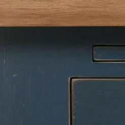 INTERIOR'S - Table repas haute carrée bois bleu - brocante interior's