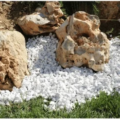 JARDINEX - Gravier concassé marbre blanc 12/18 mm - big bag 1t (16 m²) - blanc