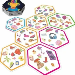 Jeu de société - zygomatic - dobble connect alignez les hexagones et trouvez la paire