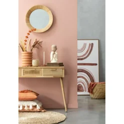 J-LINE - Tapis rond tressé en zostère naturel 120x120x1 cm