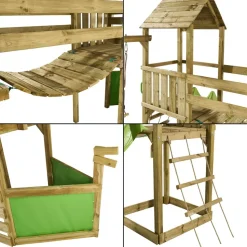 KANGUI - Aire de jeux pirate willi balançoire, trapèze, toboggan, escalade, pont suspendu