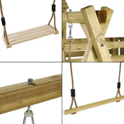 KANGUI - Aire de jeux pirate willi balançoire, trapèze, toboggan, escalade, pont suspendu