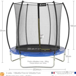 KANGUI - Trampoline rond ø250cm avec filet de sécurité intérieur - fpr 250