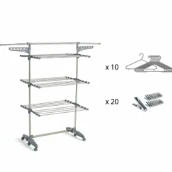 KITCHEN MOVE - Etendoir à linge et accessoires extra gris acier 25m